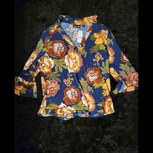 New York & Company Tops | New York and Company Floral Long Sleeve Blouse